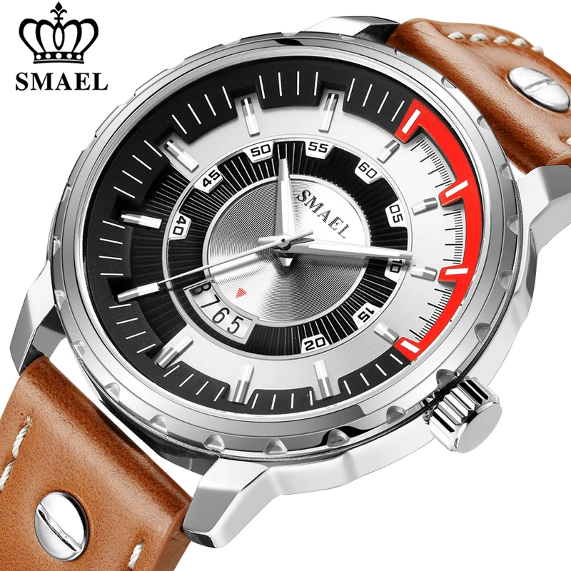 SMAEL Роскошные Брендовые мужские спортивные часы повседневные кожаные