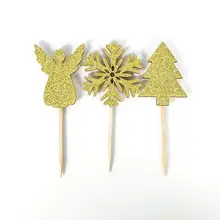 TPFOCUS украшение для Рождественского торта зубочистка Бытовая трехмерная деревянная Снежинка Рождественская елка фруктовая зубочистка
