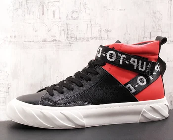 

2019 New Arrival Men Fashion Top High Leather Sneakers Luxury Casual Shoes Men Boots Fashion Spring Autumn Shoes