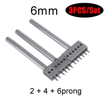 

3pcs 2+4+6 Prong Leather Craft Tools Hole Punches Lacing Stitching Working Chisel Handmade DIY Sewing Leather Tool 4/5/6MM