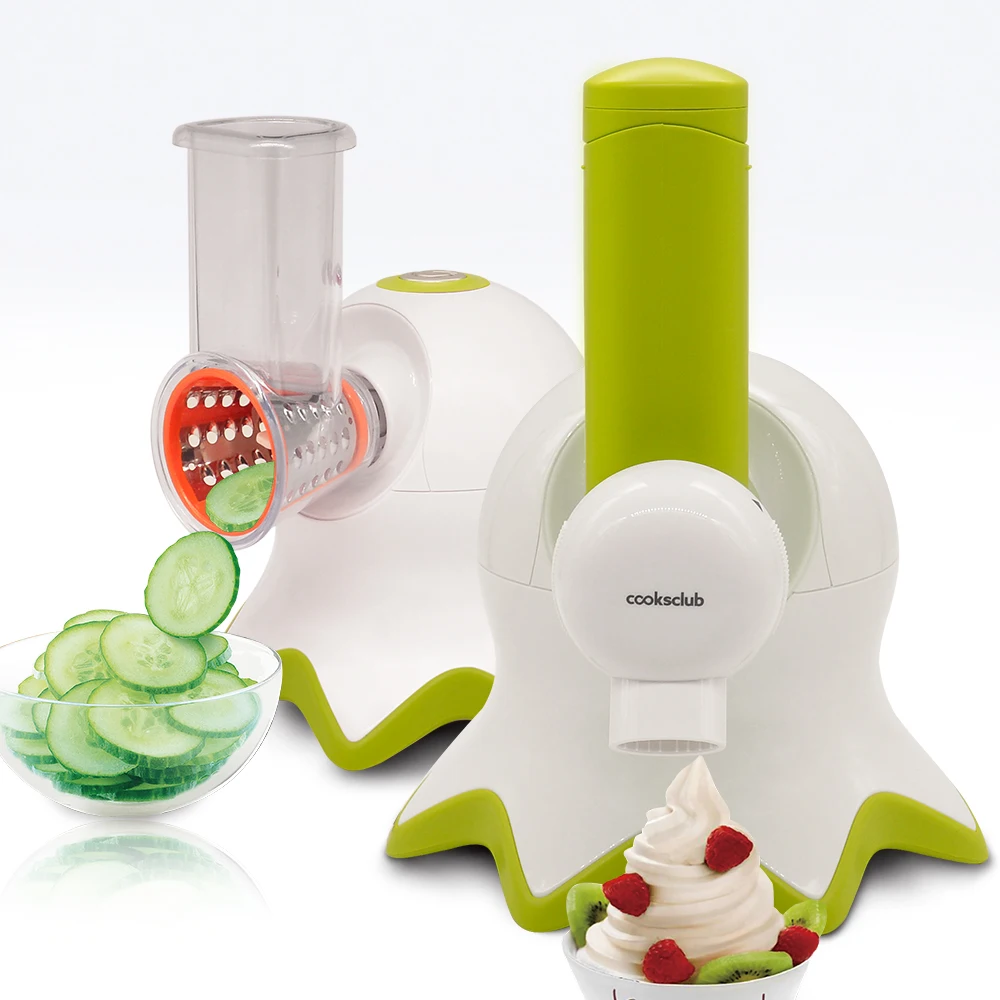 

COOKSCLUB Fruit and Vegetable Cutter Salad Grater Ice Cream Maker Soft Icecream for Home DIY Frozen Machine Diced Spiral Garlic