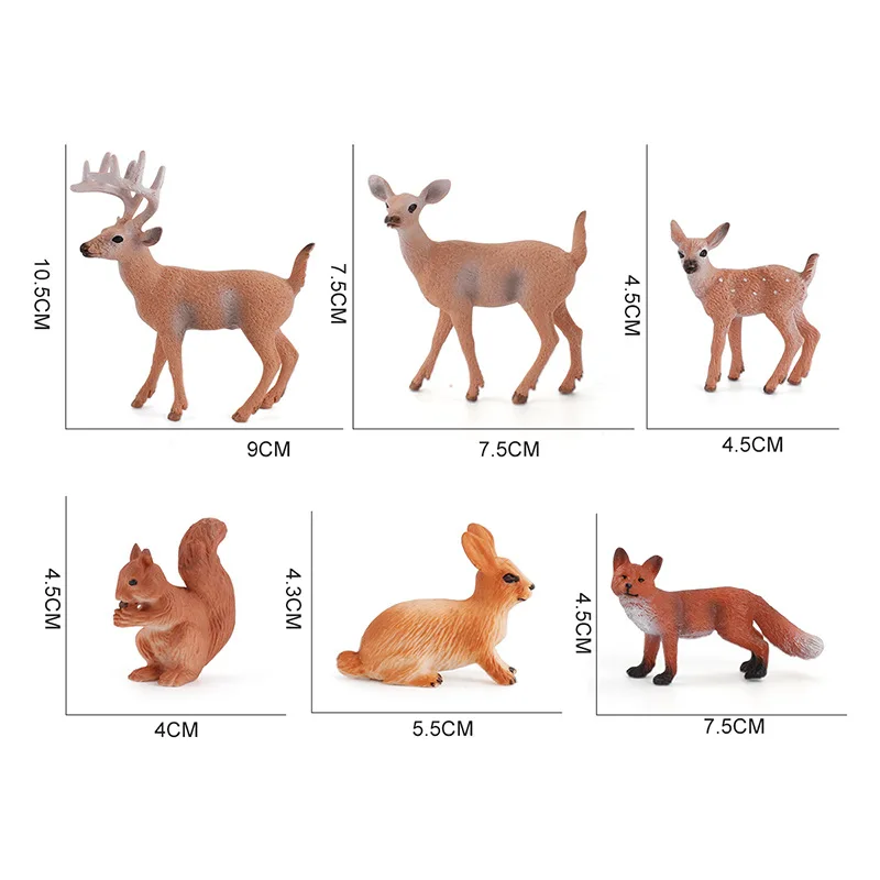 Forest Animals Figures, Miniature Toys Cake Toppers (Deer Family 