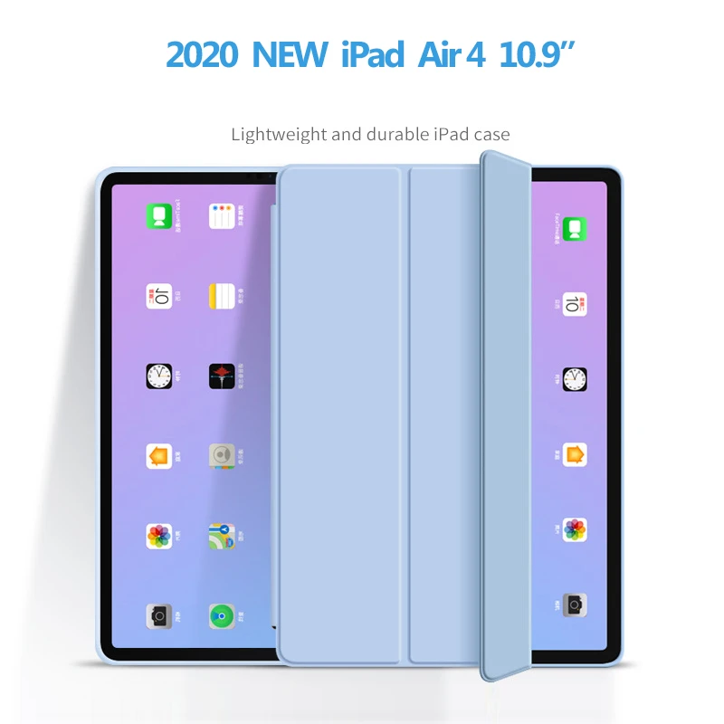 

Case with Pencil Holder for iPad 2020 air 4 10.9 inch Trifold Soft TPU Stand Case for iPad pro 11 12.9 10.5 air 2 3 9.7 inch