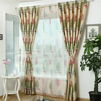 

Nursery Kids Window Blackout Curtains Tree Printed Noise Reduction Polyester Fabric Valances Jinya Home Decor Kitchen Curtain