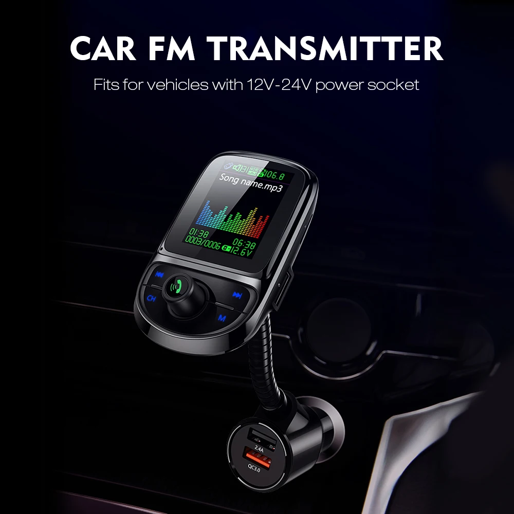 Автомобильный fm-передатчик, многофункциональный MP3-плеер, двойной usb порт для зарядки, 1,8 дюймов, TFT цветной дисплей, беспроводной BT 3,0, FM модулятор