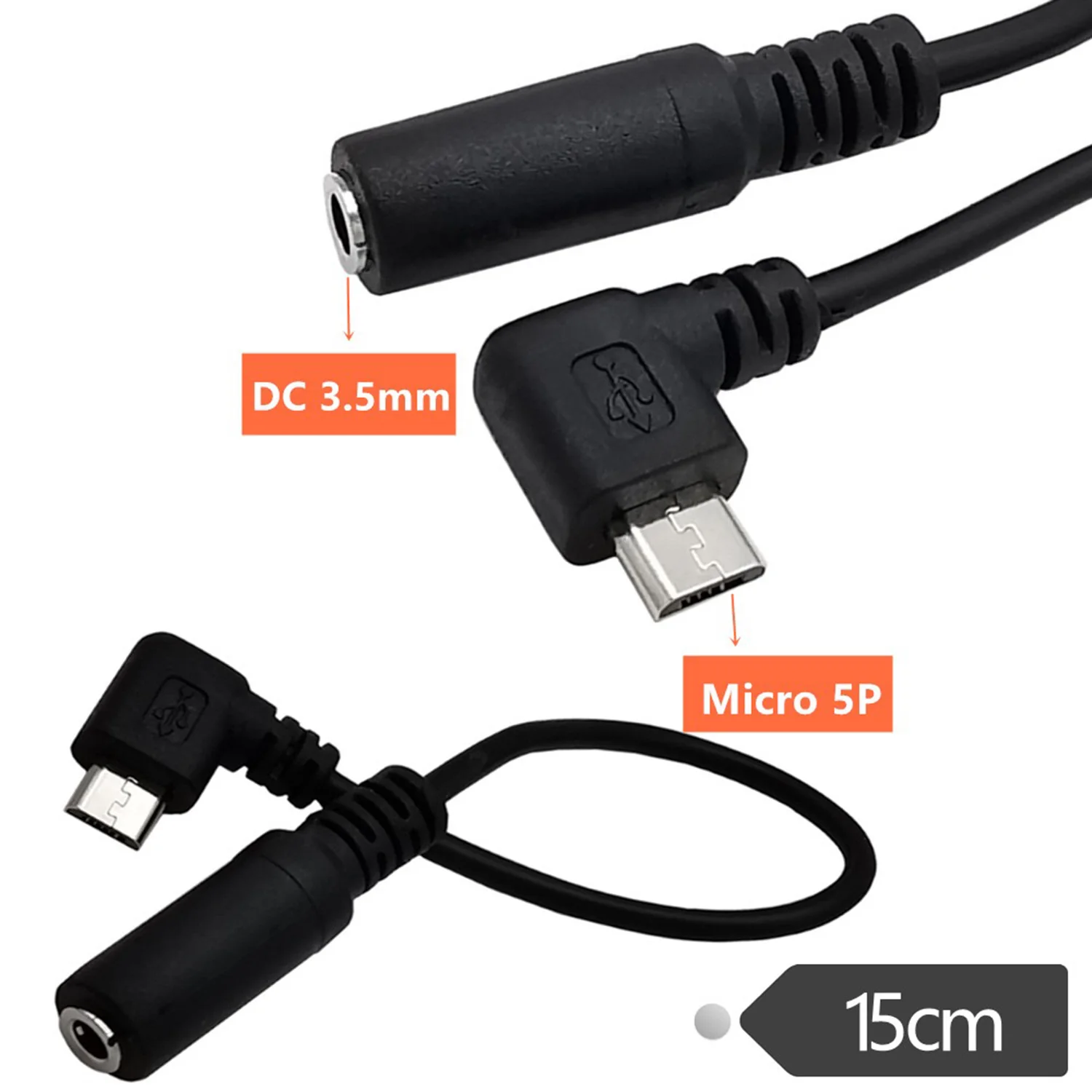1pc 마이크로 USB 남성 직각 4 극 3.5mm 여성 어댑터 케이블 코드 마이크 마이크 변환기-15cm/5.9 인치