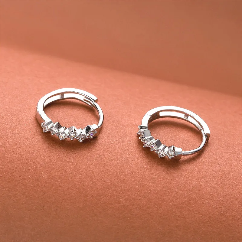 

Fengxiaoling Really 925 Sterling Silver Multiple Zircon Clip On Earrings For Women Advanced Silver Clip Earrings Fine Jewelry