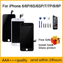 Pantalla LCD para iPhone 6, 6S, 7, 8 plus, digitalizador de pantalla táctil para iPhone 6p, 6SP, 7P, 8 P, montaje de repuesto, calidad AAA ++ con Gif