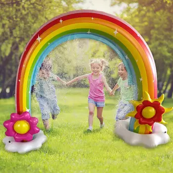 

Inflatable Rainbow Outdoor Water Play Sprinkler Large Yard Lawn Beach Water Toy For Toddlers Kids Water Fun For Swimming Pool
