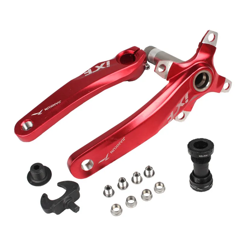 Red Crank Set Велосипедный Кривошип IXF левый/правый Кривошип+ Средний Вал алюминиевый MTB дорожный велосипедный шатун со звездами для велосипеда одна пластина Аксессуары для велосипеда - Цвет: Red Crank Set