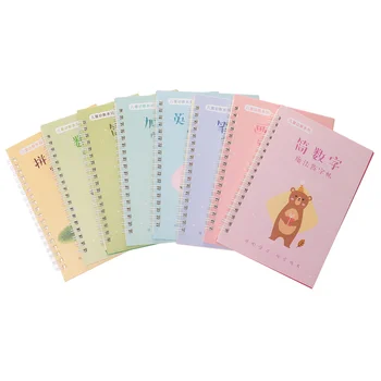 

8 Pcs Writing Calligraphy Book Practical Multi-style Durable Chinese English Groove Copybook Word Writing Practice Tool for Begi