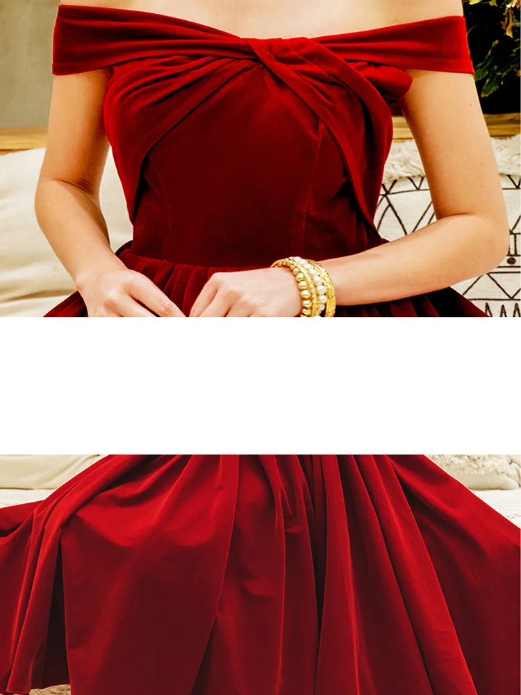 It's Yiya платье для выпускного бала бордовое с вырезом лодочкой Vestidos de gala с открытыми плечами плюс размер Короткие платья женские вечерние E584