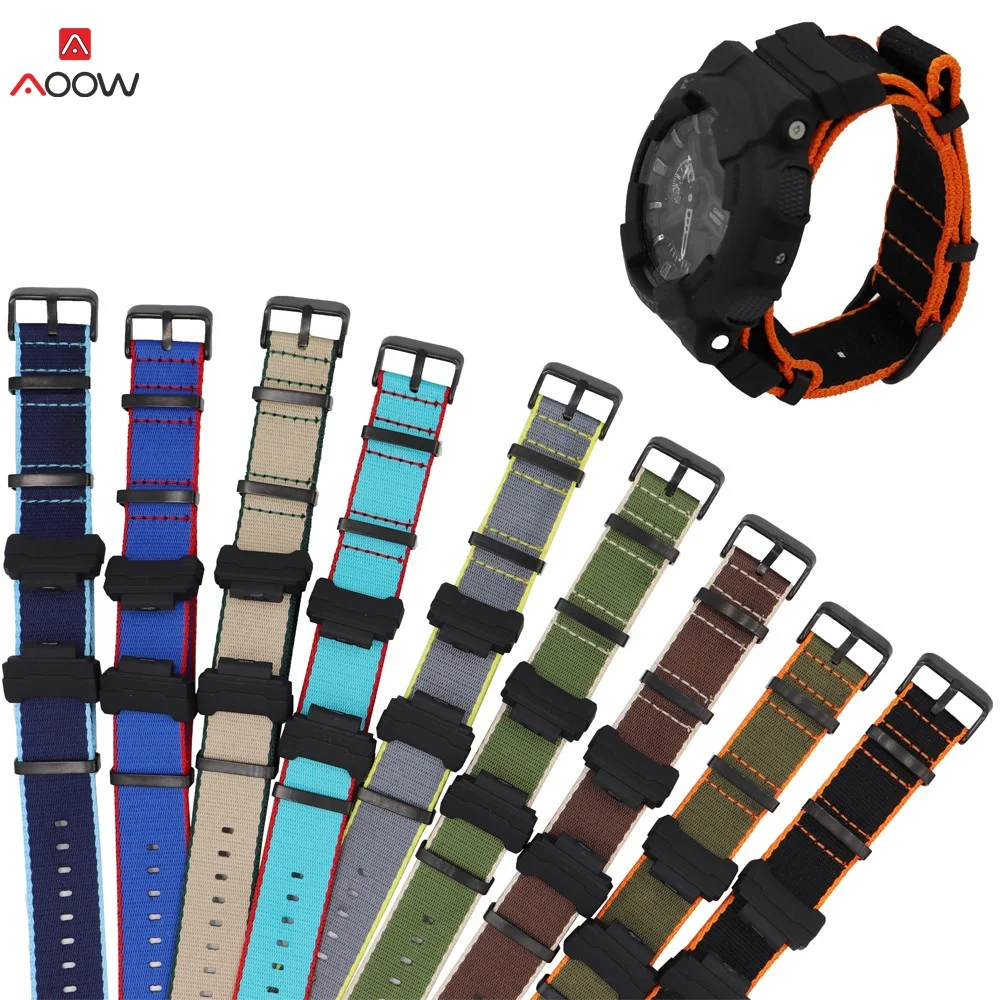 Нейлоновый ремешок NATO для часов Casio GD 110/ 100/120 GA 100/110/400 DW 5600 черный с пряжкой