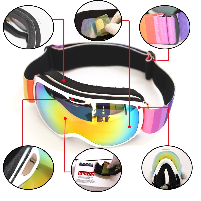 Children Ski Goggles Anti-fog Double Layer Big Spherical Skiing Glasses Kids Snowboard Winter Outdoor Sports Goggle for Age 4-14 6