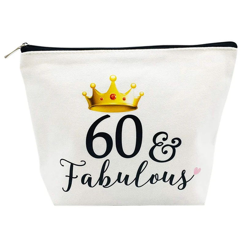 60 & Fabulous leinwand Make-Up Kosmetik tasche Mutter oma 60th 60 jahre alt sechzig Geburtstag Party Geschenk Dekoration liefert – Detail 3
