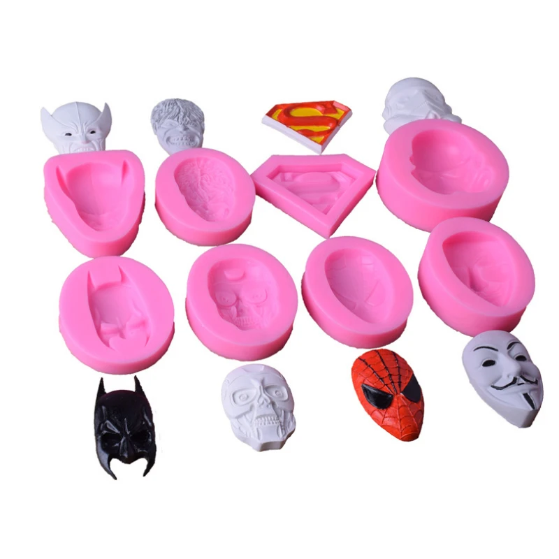 

3D Hulk Face Silicone Cake Mold Stocked Fondant Chocolate Mold Spiderman Batman Cake Decoration Tool Candy Polymer Clay Mold