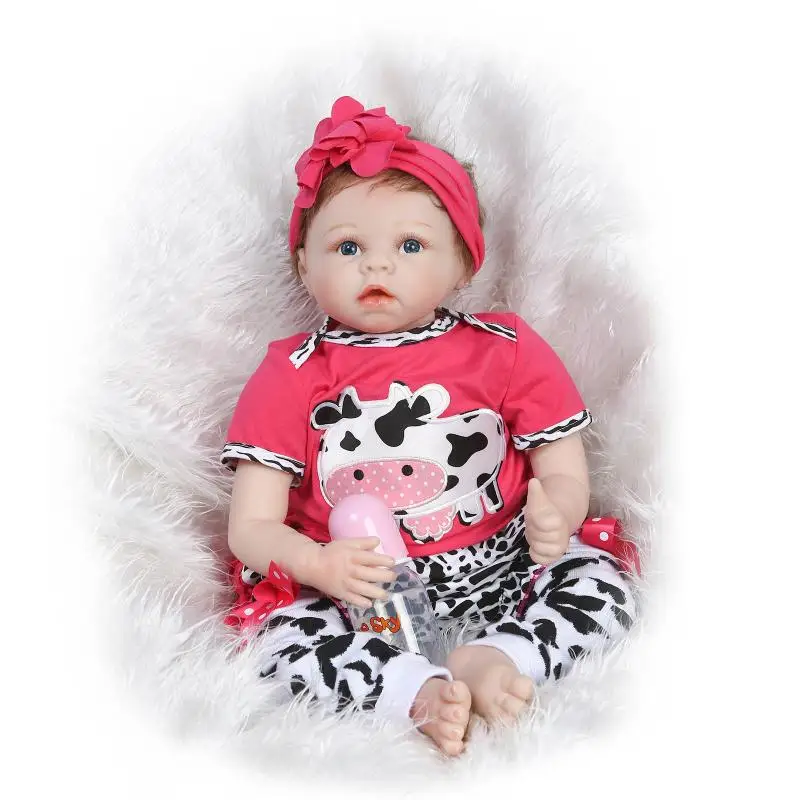 

Real size Cradle baby doll reborn 22 inch silicone bebe reborn girl doll toys gift soft touch