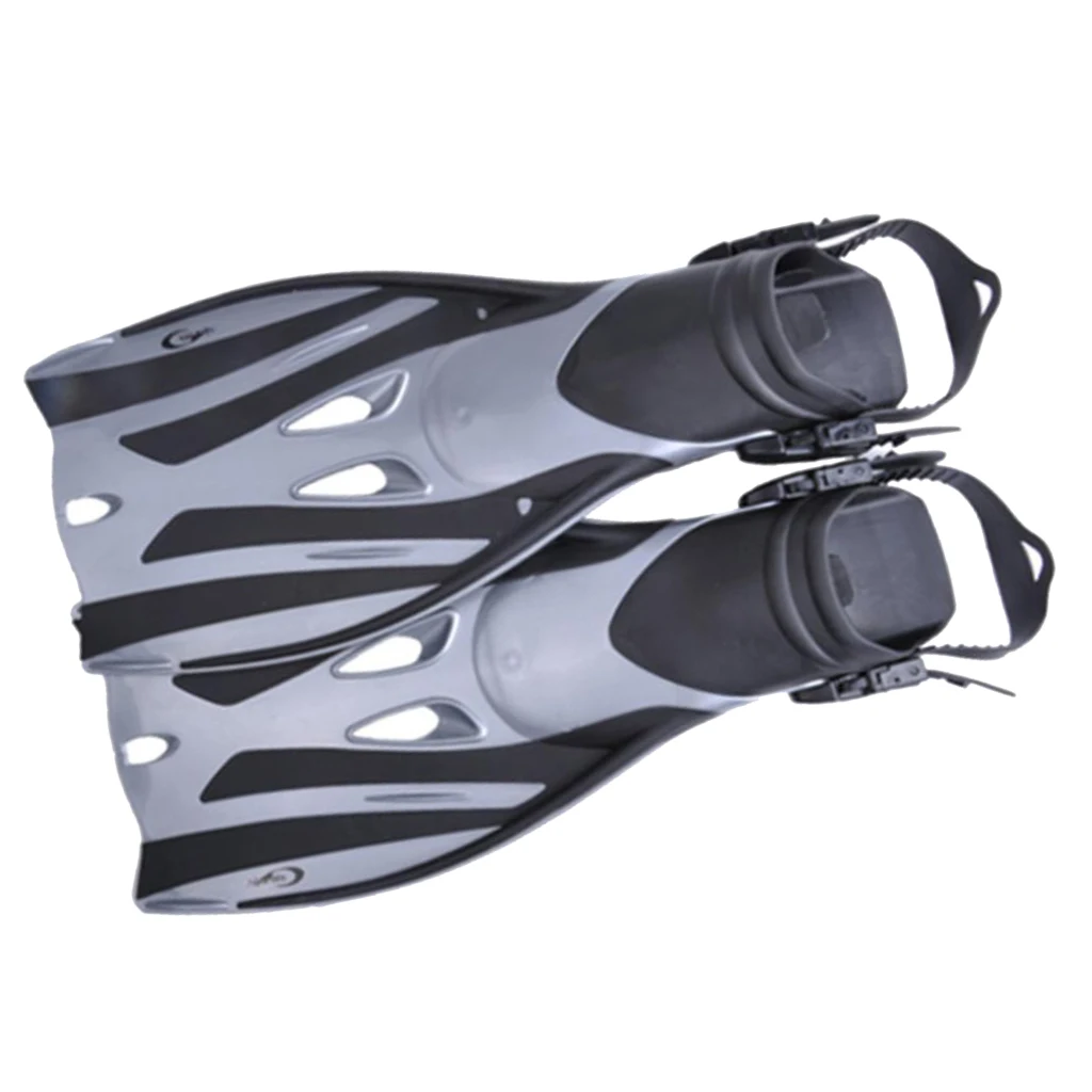 Long Feet Training Diving Fins Adjustable Open Heel Snorkeling Webbed Shoes Swimming Flippers for Unisex Mens Womens