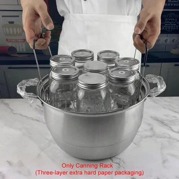 

Table Top Kitchen Tool Flat Canning Rack Heat Resistant 304 Stainless Steel Foldable Handle Easy Pot Removal Refrigerator