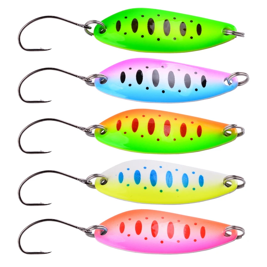 GOLD Predilures 3 X 5g GOLD Mini Spoon style metal spinners single hook Trout Perch Chub Lure 