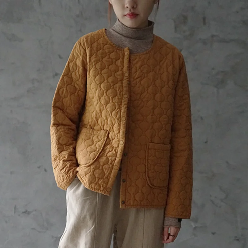 Orange SCUWLINEN, женская верхняя одежда, парка, Осень-зима, куртка для женщин, повседневная, Круглый ворот, много цветов, короткая, с хлопковой подкладкой, пальто, P168 - Цвет: Orange