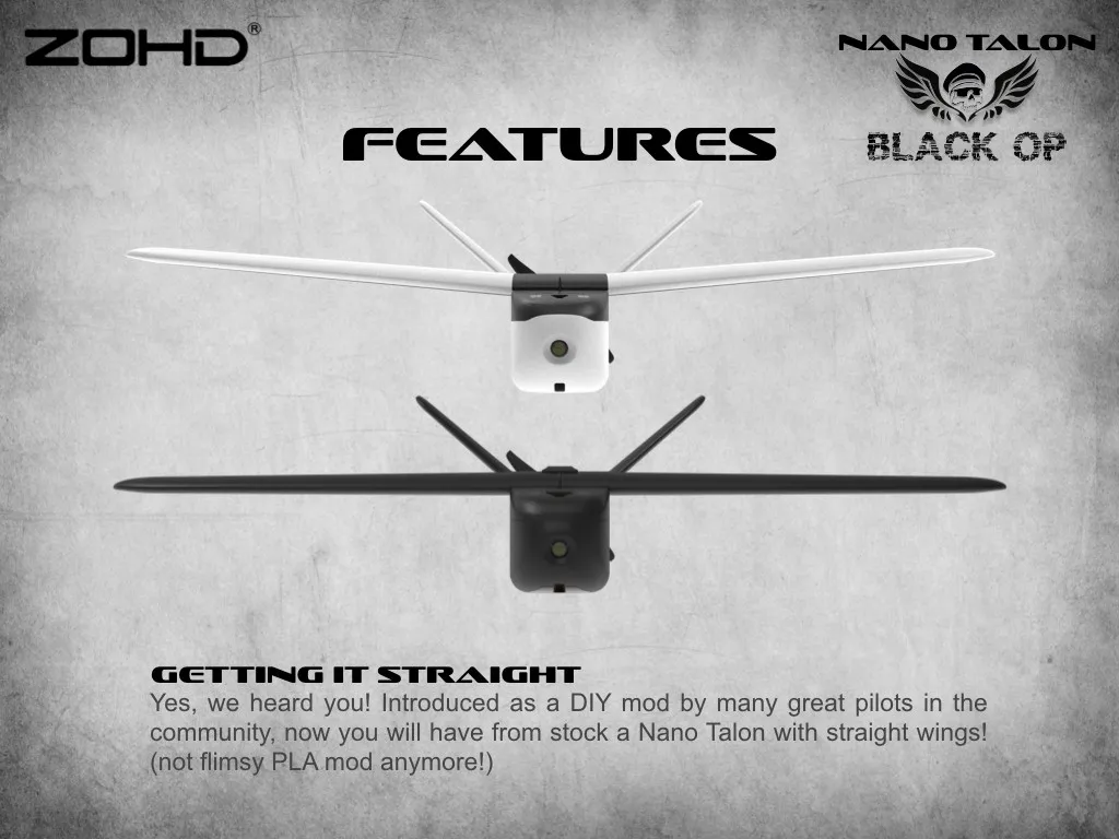 ZOHD Nano Talon черный OP 860 мм размах крыльев AIO V-Tail EPP литой FPV крыло RC самолет