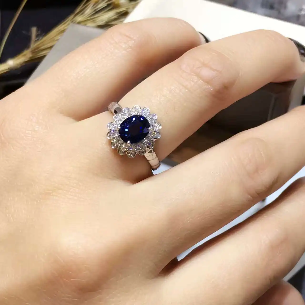 18K золото 2.021ct натуральный сапфир женское кольцо с 0.427ct Бриллиантовая установка новое Изысканное Украшение на свадьбу обручальное кольцо