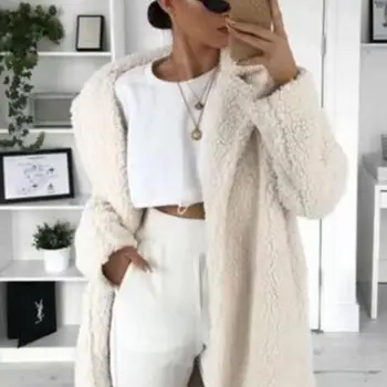 

2020 Autumn And Winter Solid Color Woolen Coat Female Mid-Long New Korean Temperament Women's Popular Outerwear Woolen Coat hot