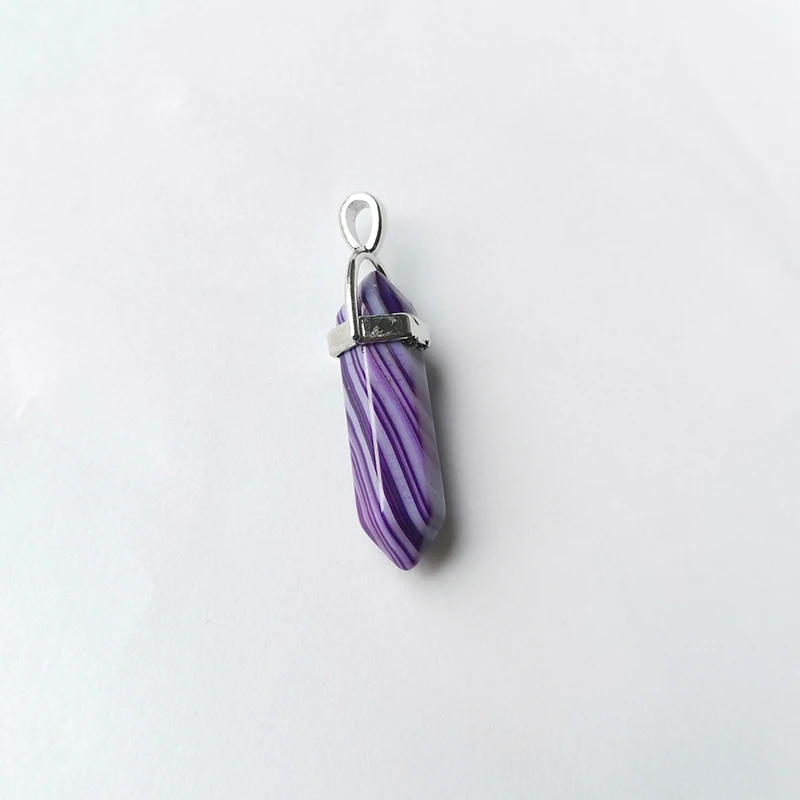 Purple stripes Meajoe Трендовое ожерелье с кулоном из натурального кристалла, аксессуары 25 цветов, ювелирные аксессуары для женщин - Окраска металла: Purple stripes