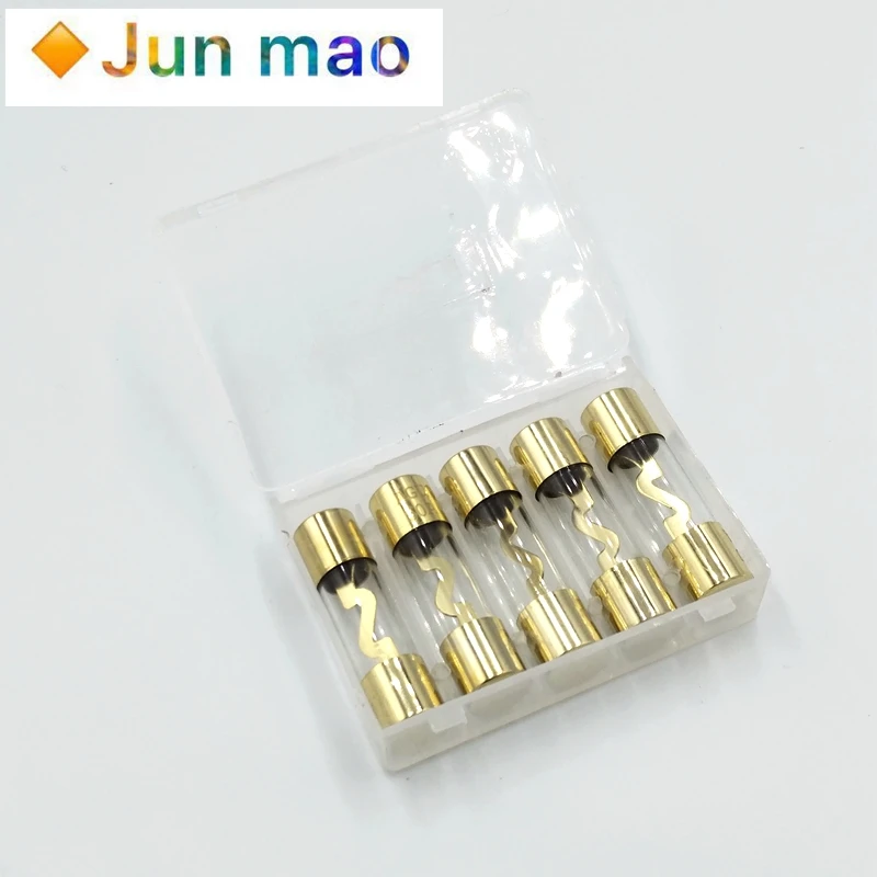 5Pcs 10*38MM Gold Plated Glass AGU Fuse Fuses Pack Car Audio Amp Amplifier 10A 15A 20A 25A 30A 40A 50A 60A 70A 80A 100A car fuses kit glass fuse kit