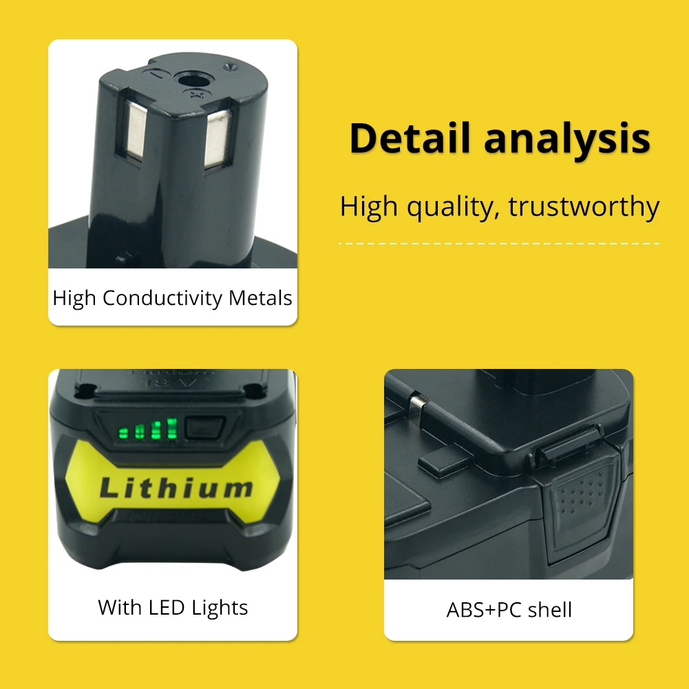 2X сменная батарея для Ryobi 18 в 5000 мАч P108 RB18L50 RB18L40 литий-ионная аккумуляторная батарея электроинструмент батарея Ryobi ONE