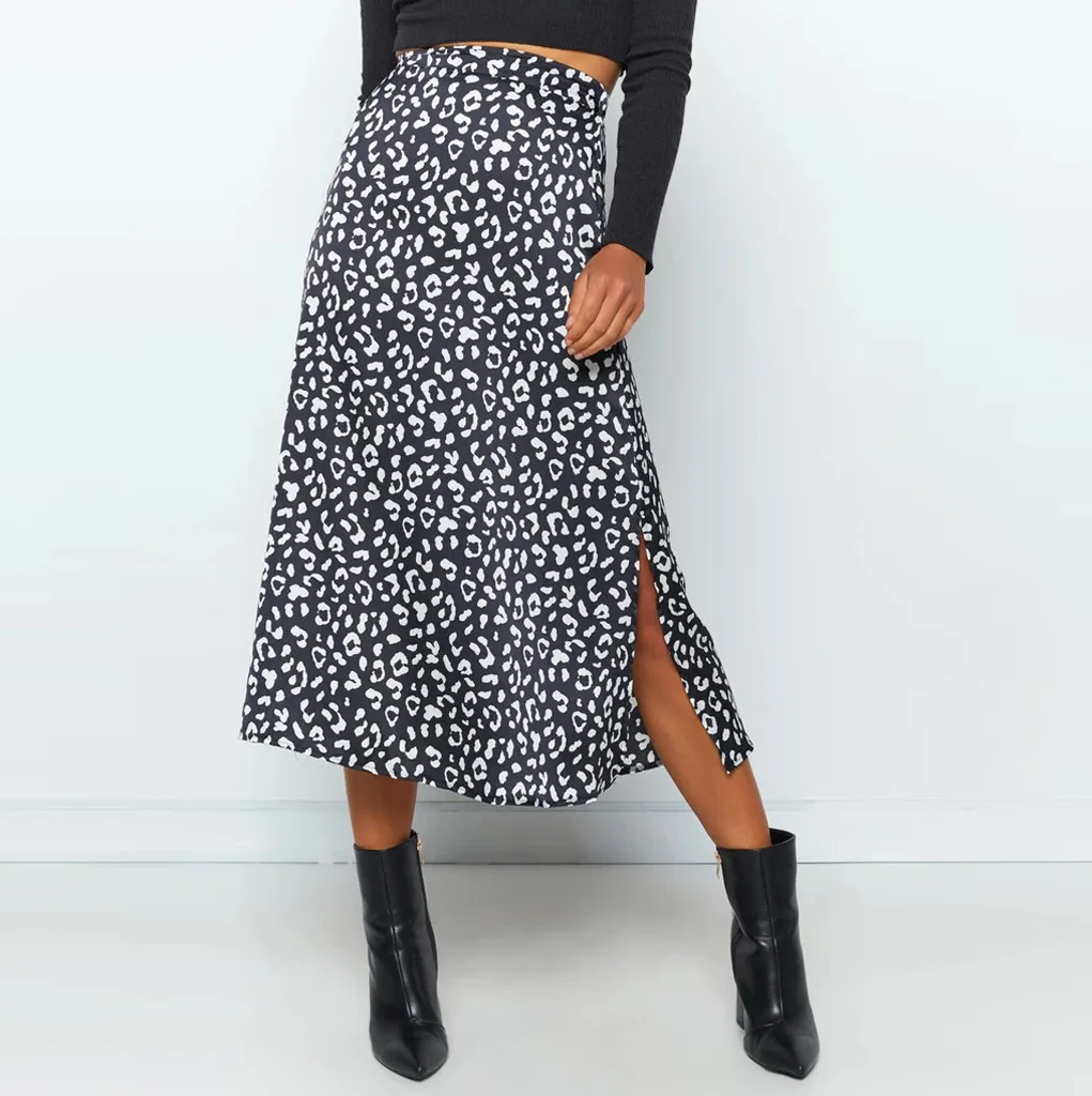 

Bohemian Skirts High Waist Fashion Leopard Print Summer Skirts Womens Asymmetrical Chiffon Skirt Maxi For Women 2020DGH4