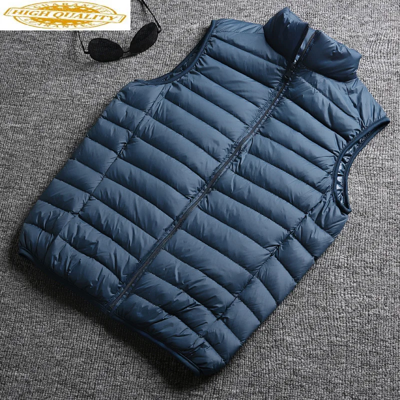 

AYUSNUE men's down jacket vest duck down coat puffer ultra thin down jacket men sleeveless short plus size vests K-8705 KJ3837