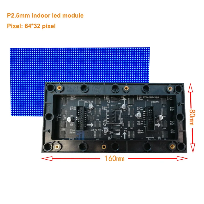 Señal LED de matriz de 64x32 píxeles, P2.5 módulo led RGB, vídeo de pared, P2.5, P3, P4, P5, P6, P8, P10, pantalla a todo color, mini tv led