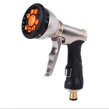 Многофункциональный водяной пистолет высокого давления с гальваническим покрытием, 9 функций, передний пусковой водяной пистолет, металлический золотой водяной пистолет для мытья автомобиля