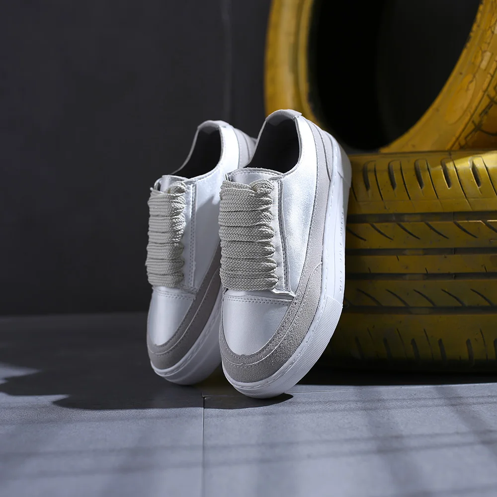 Fashion Women Flats Bling Patchwork Sneakers Platform Shoes Satin Casual Shoes Round Toe Lace Up spring summer autumn