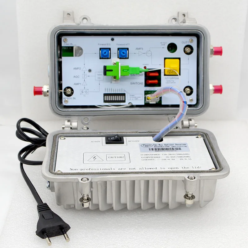 

New AGC Optical Receiver Two Output Cable TV Digital Analog Signal Ultra-Low Receiving CATV Optical Transmission Equipment