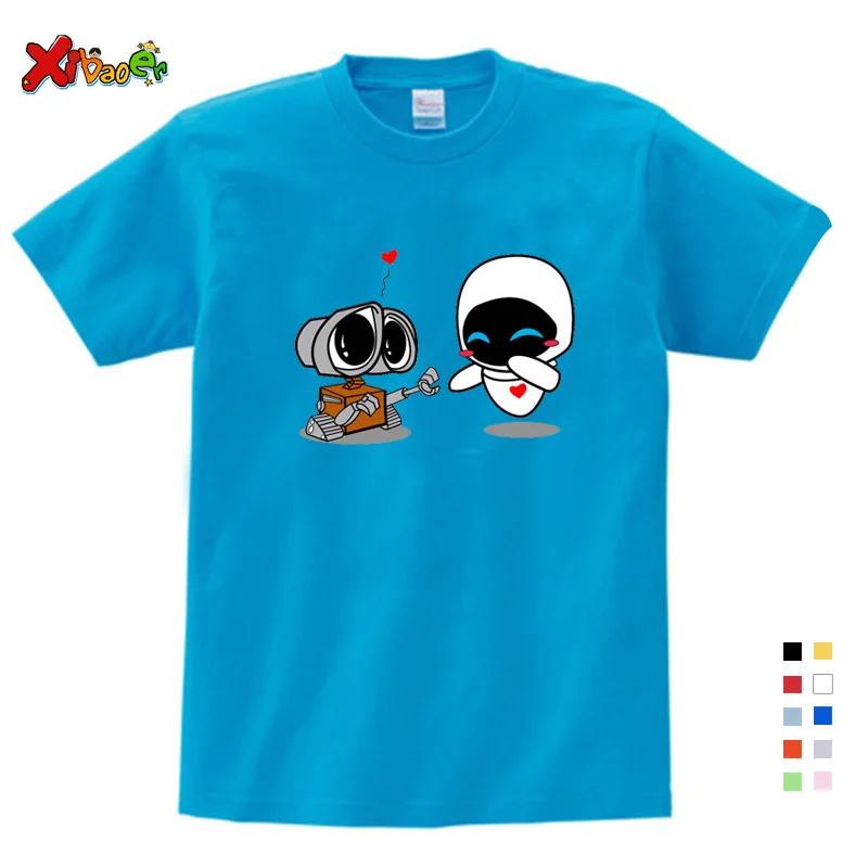 Wall-E Eve Robot Couple Cartoon Funny T Shirt Homme Jollypeach New Breathable Tshirt Kids Short Sleeve Children T-shirt 3T 5T 9T