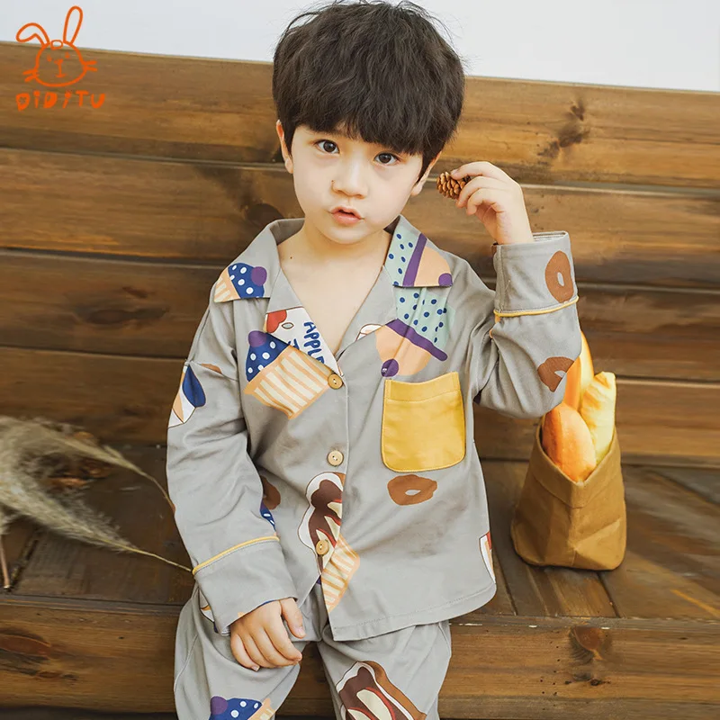 

CHILDREN'S Pajamas BOY'S Spring And Autumn Long Sleeve Pure Cotton Thin Big Boy Winter Baby Kids Homewear Set