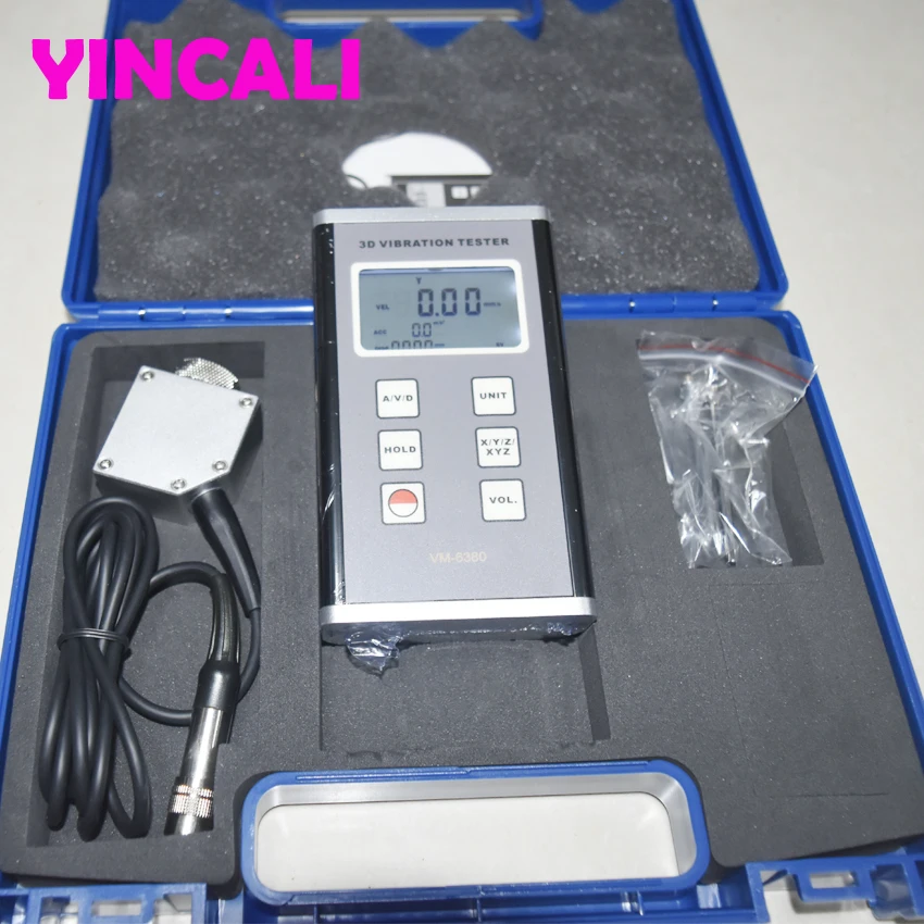 Многофункциональный цифровой измеритель вибраций VM-6380 3-оси пьезоэлектрический акселерометр Сенсор Виброметр измеритель вибраций VM6380