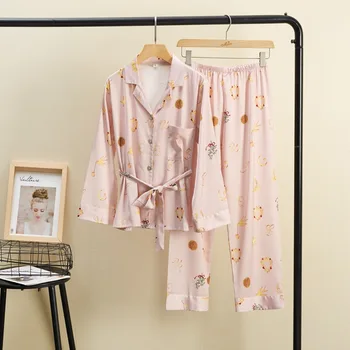 

Wmyqdlq Silk Pajamas Women Autumn And Winter Two-Piece Suit Retro Long-Sleeved Trousers Can Be Worn Outside