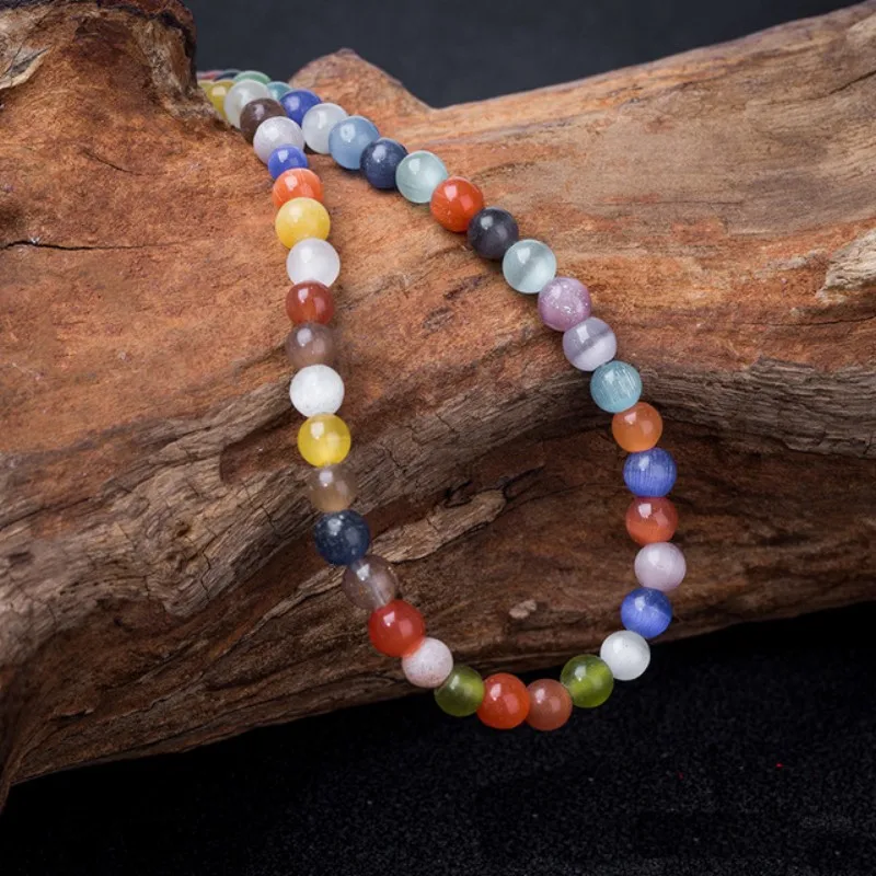 4/6/8/10/12MM Smooth Natural Multicolor Cat Eye Beads Round Loose For Accessories Jewellery Making Bracelet 15&quot/Strand | Украшения и