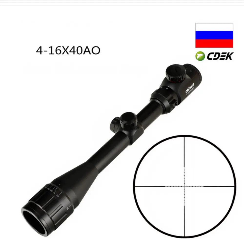 4-16X40 AO прицелы для охоты 1 дюймов трубка охотничий прицел красный зеленый освещенный оптический прицел