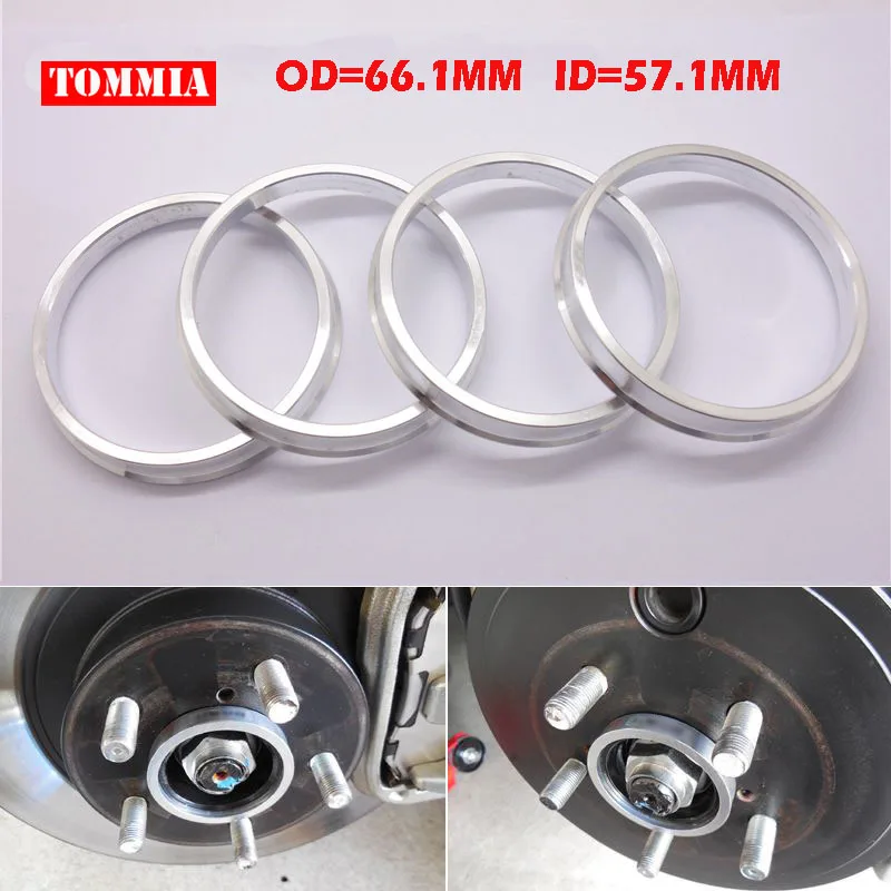 

TOMMIA 1Sets 57.1mm ID to 66.1mm OD Aluminum Centric Spigot Hub Rings Wheel Spacer