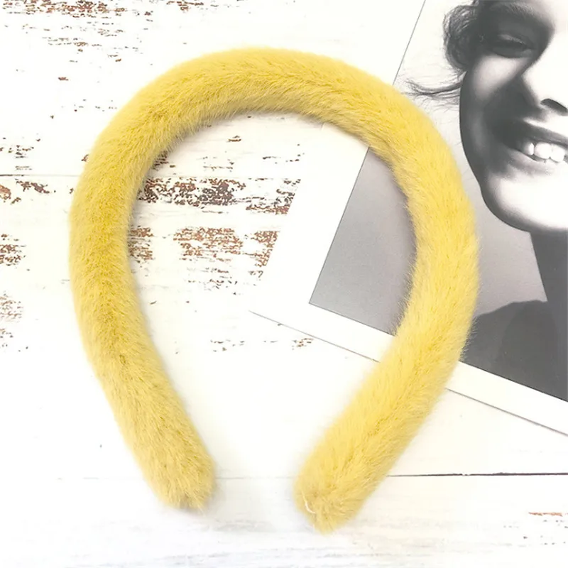 yellow 5 шт./лот, новинка, зимний детский подарок, однотонные плюшевые ободки для волос, Милая принцесса, повязка на голову, обруч для волос, аксессуары для девочек - Цвет: yellow