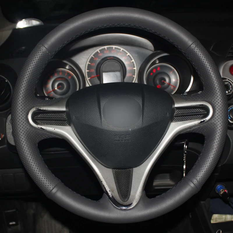 DIY чехол рулевого колеса автомобиля черная замша кожа для Honda Fit 2009-2013 City 2009-2012 2013 Jazz 2009-2013 Insight 2010