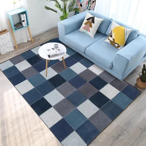 Nordic Geometric Blue lattice Carpets for Living Room Bedroom Area Rugs Minimalist Modern Floor Rug Bedside Balcony Hallway mats