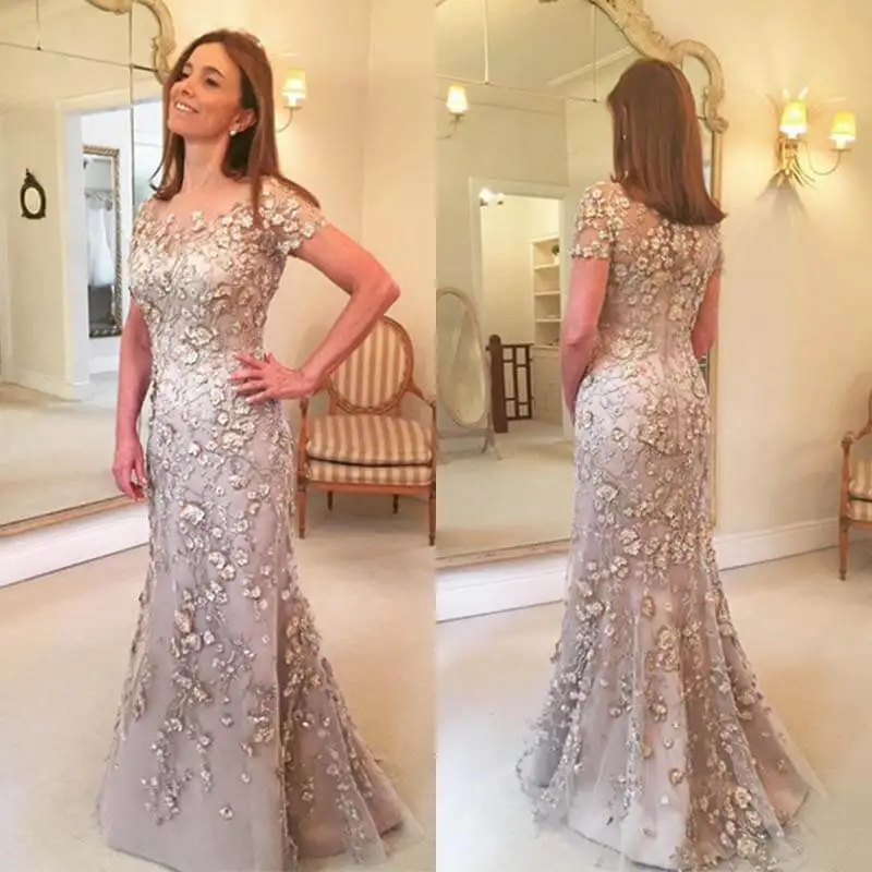 2021 Latest Arrival Applique Floral Mother of the Bride Dresses Elegant Groom God mother Mermaid Evening Dress For Wedding Party