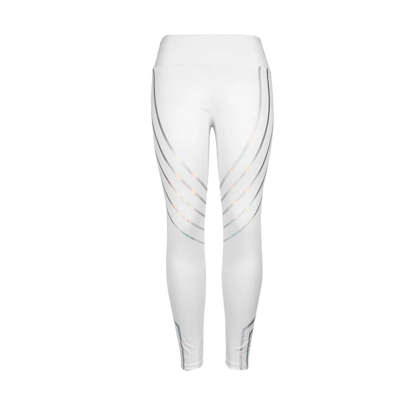 White Yoga Leggings Сексуальные Светоотражающие леггинсы, спортивные женские леггинсы, для фитнеса, женские штаны Joga, обтягивающие, для тренировок, байкеров, бега, для спортивных танцев, леггинсы - Цвет: White Yoga Leggings