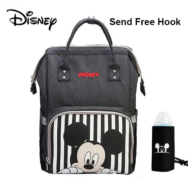 Send Hook and USB Disney классический Микки миннин серии детские пеленки сумка рюкзак с USB Мумия сумка для путешествий большой емкости материнства сумки для подгузников - Цвет: Send Hook and USB